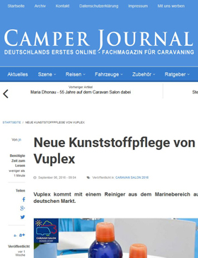 Bildschirmabzug des Kurzberichts im Camper Journal